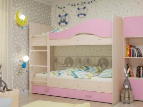Кровать 2-х ярусная Мая с ящиками на латофлексах розовая в Миньяре - minyar.magazinmebel.ru | фото