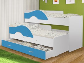 Кровать выкатная Радуга с ящиком 80х160 белая-голубой в Миньяре - minyar.magazinmebel.ru | фото